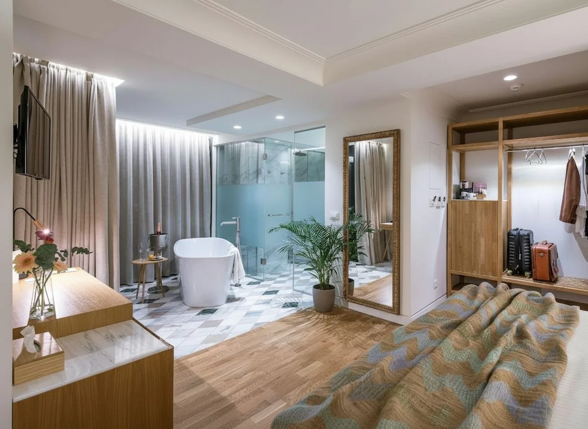 Superior Deluxe Suite with open bathroom layout