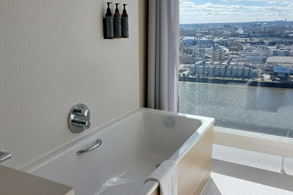 The Westin Hamburg Elbphilharmonie building with its distinctive glass wave structure