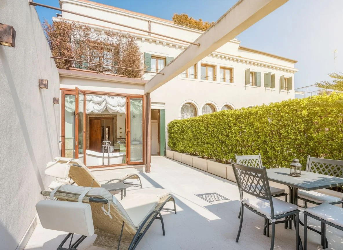Private terrace with views across Venetian rooftops